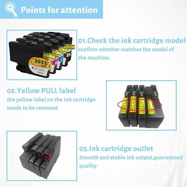 Alt view image 5 of 7 - Ink Cartridge Compatible for Brother 3035XXL Ink Cartridge,High Yield 3035XXL Ink Cartridge,Work for Brother J995DW J995DW XL Printers Combo Pack
