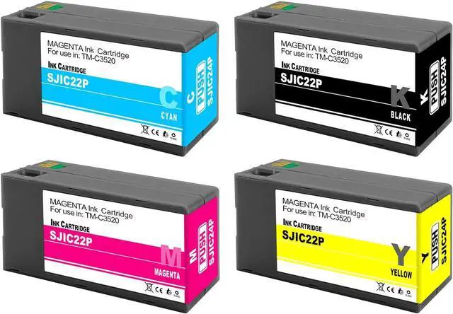 Alt view image 2 of 6 - Primer Ink Compatible SJIC22P Ink Cartridge for TM-3500 ColorWorks Printer (4Pack-BK/CY/MG/YL)