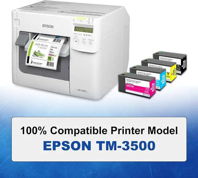 Alt view image 3 of 6 - Primer Ink Compatible SJIC22P Ink Cartridge for TM-3500 ColorWorks Printer (4Pack-BK/CY/MG/YL)