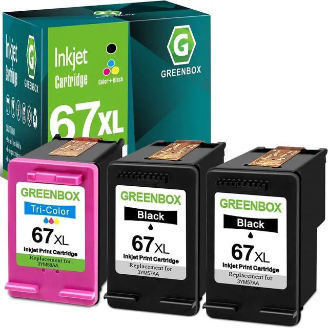 Main image of GREENBOX Remanufactured Ink Cartridge Replacement  67 67XL for DeskJet 2732 2755 Envy 6052 6058 6075 DeskJet Plus 4152 4155 4158 Printer (2 Black 1 Tri-Color)