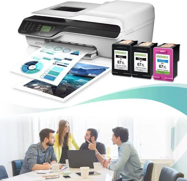 Alt view image 4 of 6 - GREENBOX Remanufactured Ink Cartridge Replacement  67 67XL for DeskJet 2732 2755 Envy 6052 6058 6075 DeskJet Plus 4152 4155 4158 Printer (2 Black 1 Tri-Color)