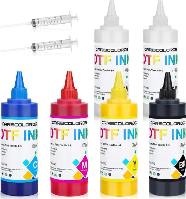 Main image of Carbcolords 6x250ml Premium DTF Heat Transfer Ink Conversion Kit Refill for Inkjet DTF Transfer Printer,for DTF Transfer Film (CMYK-WW)