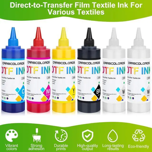 Alt view image 2 of 6 - Carbcolords 6x250ml Premium DTF Heat Transfer Ink Conversion Kit Refill for Inkjet DTF Transfer Printer,for DTF Transfer Film (CMYK-WW)
