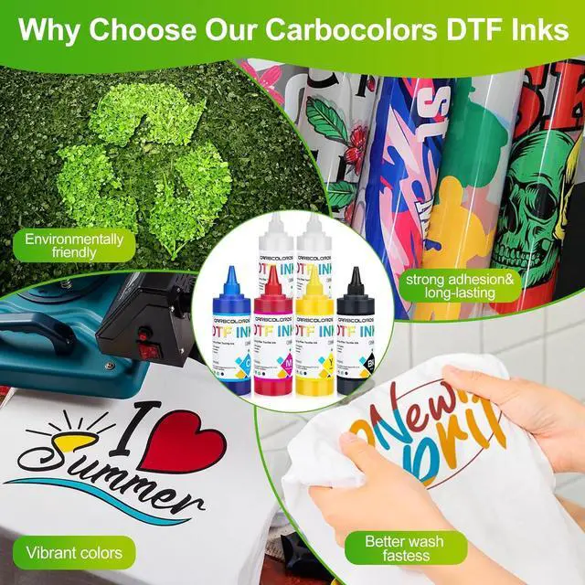 Alt view image 4 of 6 - Carbcolords 6x250ml Premium DTF Heat Transfer Ink Conversion Kit Refill for Inkjet DTF Transfer Printer,for DTF Transfer Film (CMYK-WW)