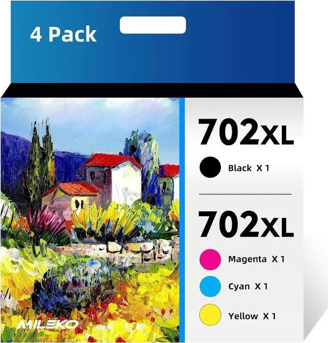 Main image of 702 702XL Ink Cartridges Remanufactured Ink Cartridges Compatible for Epson 702XL 702 T702 T702XL Ink Cartridges High Yield to Use with Epson Workforce Pro WF-3720 WF-3730 WF-3733 (4 Pack, BCMY)
