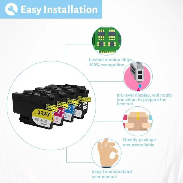 Alt view image 4 of 7 - Ink Cartridge for Brother LC3237BK LC3237C LC3237M LC3237Y Ink Cartridge Combo,High Yield Compatible for Brother J6000DW J6100DW J5945DW J6945DW J6947DW Printer Combo Pack