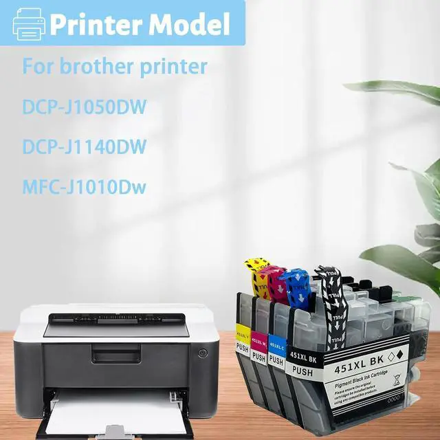 Alt view image 2 of 7 - Ink Cartridge for Brother LC451XLBK LC451XLC LC451XLM LC451XLY High Yield,Compatible for Brother J1050DW J1140DW J1010DW Printers Combo Pack