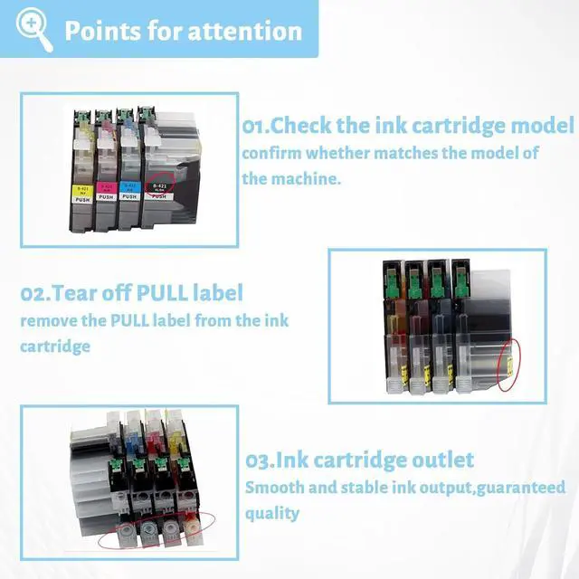 Alt view image 5 of 7 - Ink Cartridge for Brother LC421XLBK LC421XLC LC421XLM LC421XLY High Yield,Compatible for Brother J1050DW J1010DW J1140DW Printer Combo Pack