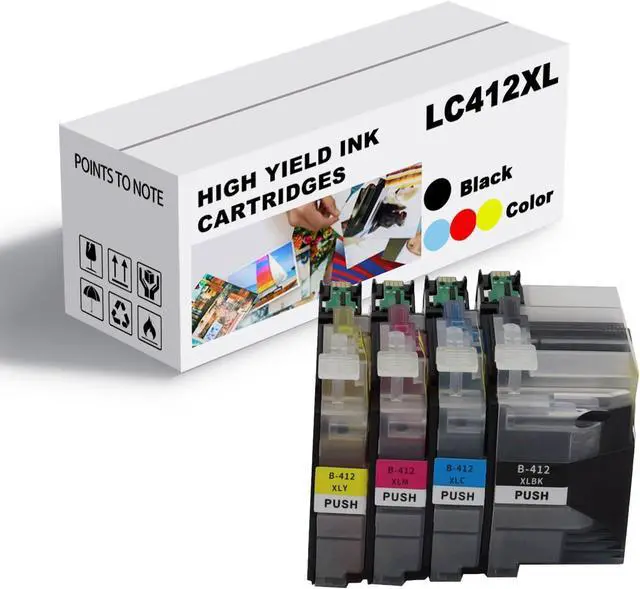 Main image of Ink Cartridge for Brother LC412XLBK LC412XC LC412XM LC412XY High Yield,Page Yield Up to 3000 Pages Black 1500 Pages Color Compatible J7100CDW J7300CDW Printer Combo Pack
