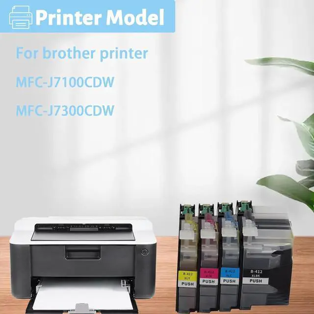 Alt view image 2 of 7 - Ink Cartridge for Brother LC412XLBK LC412XC LC412XM LC412XY High Yield,Page Yield Up to 3000 Pages Black 1500 Pages Color Compatible J7100CDW J7300CDW Printer Combo Pack