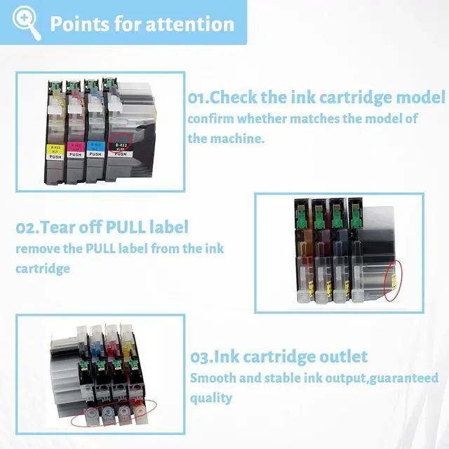 Alt view image 4 of 7 - Ink Cartridge for Brother LC412XLBK LC412XC LC412XM LC412XY High Yield,Page Yield Up to 3000 Pages Black 1500 Pages Color Compatible J7100CDW J7300CDW Printer Combo Pack