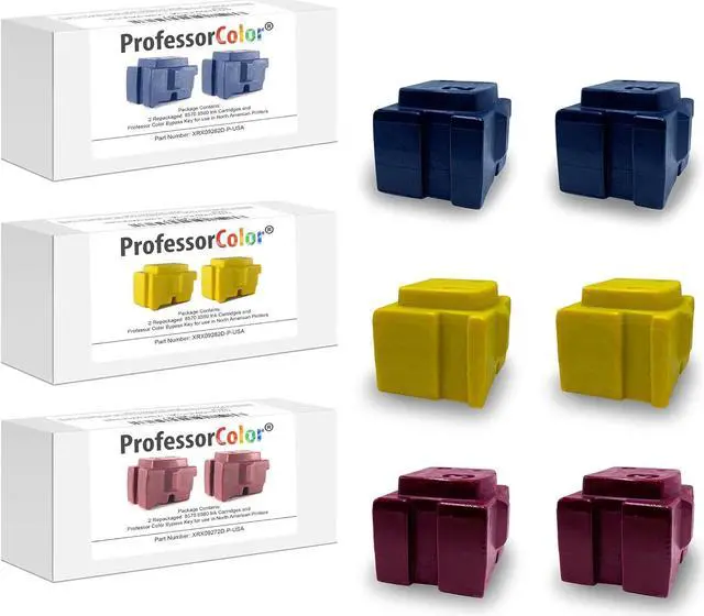 Main image of Professor Color ColorQube 8570 or ColorQube 8580 Ink Replaces 108R00926 108R00927 108R00928 (6 Repackaged OEM Inks), Bundle Includes Bypass Key for use in North American Printers - 13,200 Pages