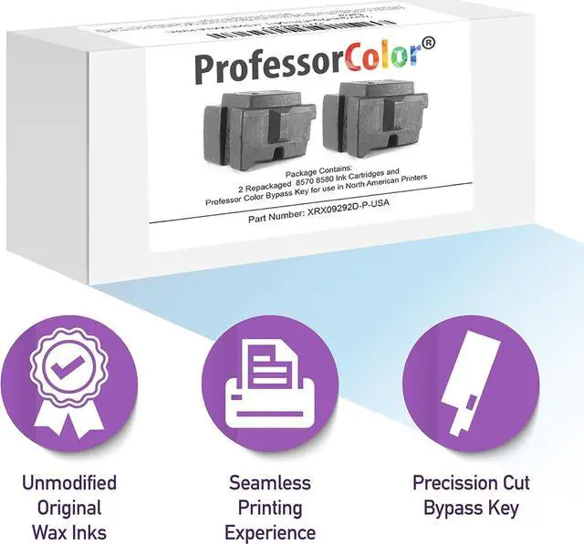 Alt view image 5 of 7 - Professor Color ColorCube 8570 or 8580 Ink 4 Color Set (4 Repackaged Inks with Bypass Key
