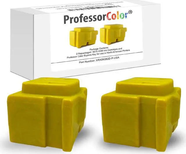 Main image of Professor Color ColorQube 8570 or ColorQube 8580 Ink Replaces 108R00928 (2 Repackaged Yellow OEM Inks), Bundle Includes Bypass Key for use in North American Printers - 4,400 Pages
