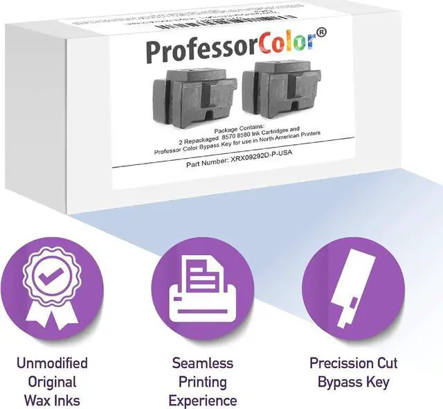 Alt view image 5 of 7 - Professor Color ColorQube 8570 or ColorQube 8580 Ink Replaces 108R00926 108R00927 108R00928 (6 Repackaged OEM Inks), Bundle Includes Bypass Key for use in North American Printers - 13,200 Pages