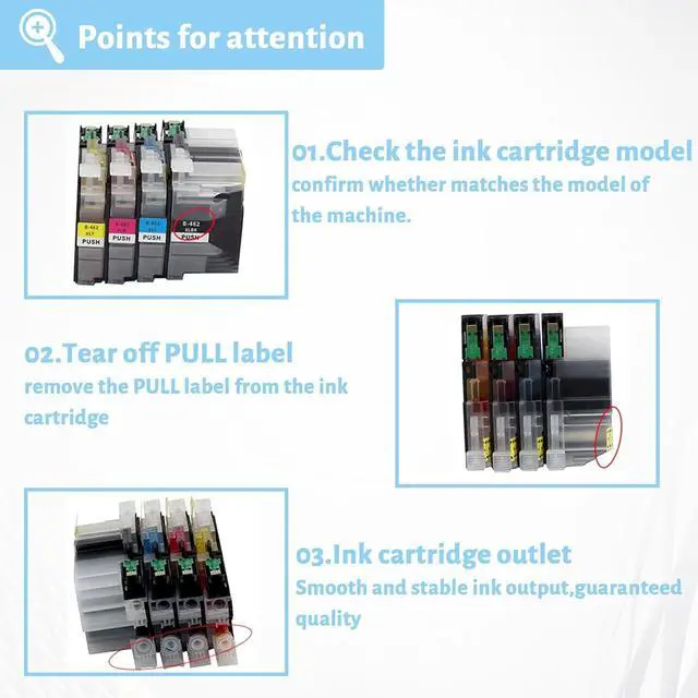 Alt view image 4 of 7 - Ink Cartridge for Brother LC462XL LC462XLBK LC462XLC LC462XLM LC462XLY High Yield,Compatible for Brother J2340DW J3540DW J3940DW Printer Combo Pack