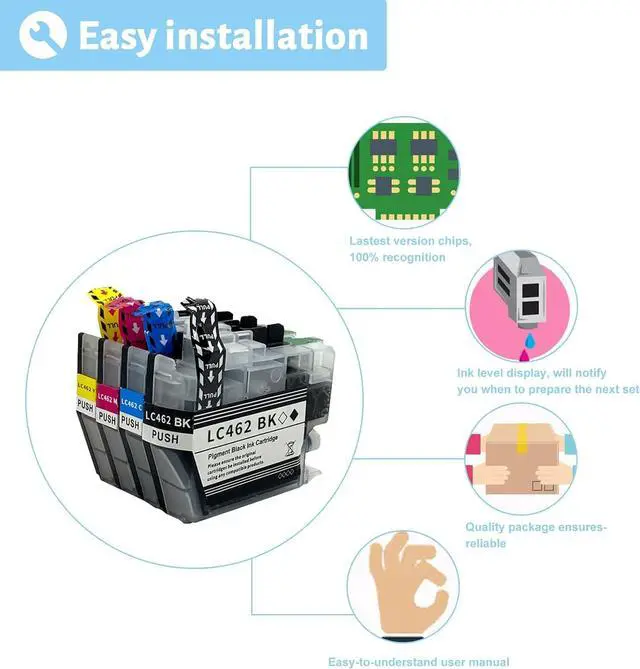 Alt view image 5 of 7 - Ink Cartridge for Brother LC462XL LC462XLBK LC462XLC LC462XLM LC462XLY High Yield,Compatible for Brother J2340DW J3540DW J3940DW Printer Combo Pack