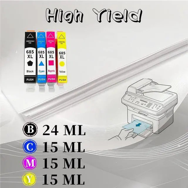 Alt view image 3 of 7 - 685XL Ink Cartridge  High Yield Replacement Pack,Compatible for Deskjet 3525 5525 4615 4625 6525 Printer 2 Set