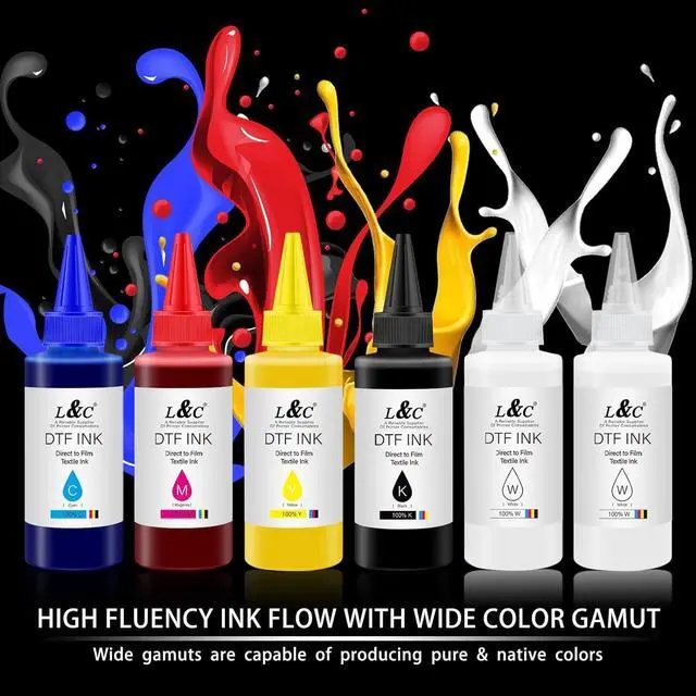 Alt view image 2 of 5 - L&C DTF Ink, DTF Transfer Ink Refill for et-8550 D570 R1390 All DTF Printers, Heat Transfer Printing Ink Set 100ml X 6
