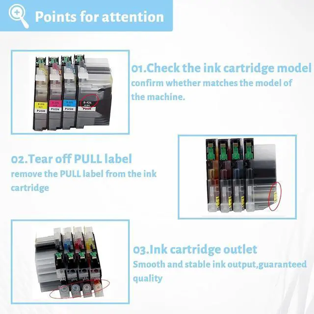 Alt view image 5 of 7 - Ink Cartridge for Brother LC426BK LC426C LC426M LC426Y High Yield,Compatible J4335DW J4340DW J4535DW J4540DW Printer 3000 Pages Black,1500 Pages Color Combo Pack