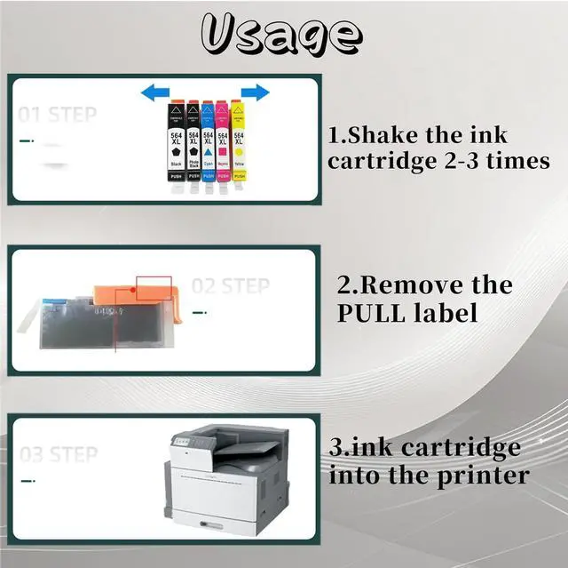 Alt view image 6 of 7 - 564XL Ink Cartridge High Yield Compatible for Deskjet 3070A 3520 3521 3522 3526 for Photosmart Plus B209a B210a B210b B210c B210d B210e Printer 3 Set