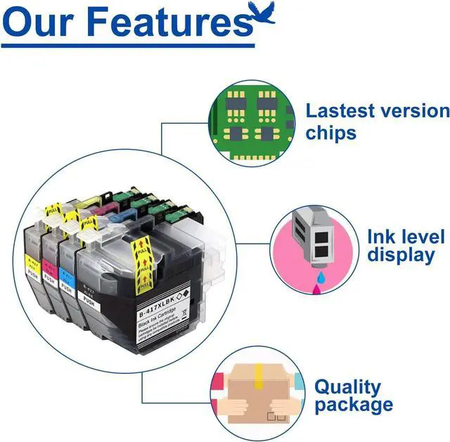 Alt view image 4 of 7 - LC417XL High Yield Ink Cartridges,Compatible for Brother LC417 BK Ink Cartridges,Work for Brother HL-J7010CDW MFC-J5800CDW J7500CDW J7600CDW Printers Black