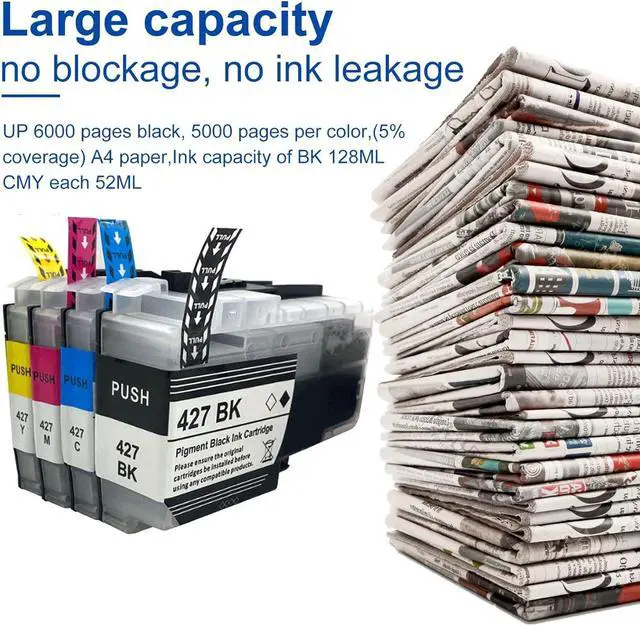Alt view image 2 of 7 - LC427 Ink Cartridges,Compatible for Brother LC427 LC427XL BK C M Y Ink Cartridges,Work for Brother HL-J6010DW MFC-J5955DW J6955DW J6957DW J6959DW Printers Combo Pack