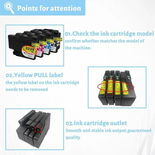 Alt view image 5 of 7 - Ink Cartridge for Brother LC3239XLBK LC3239XLC LC3239XLM LC3239XLY Ink Cartridge Combo,High Yield Compatible for Brother J6000DW J6100DW J5945DW J6945DW J6947DW Prin Combo Pack