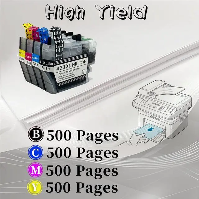 Alt view image 3 of 7 - LC431XL Ink Cartridge for Brother High Yield Replacement Pack,Compatible for DCP-J1050DW DCP-J1140DW MFC-J1010DW Printer 1 Set