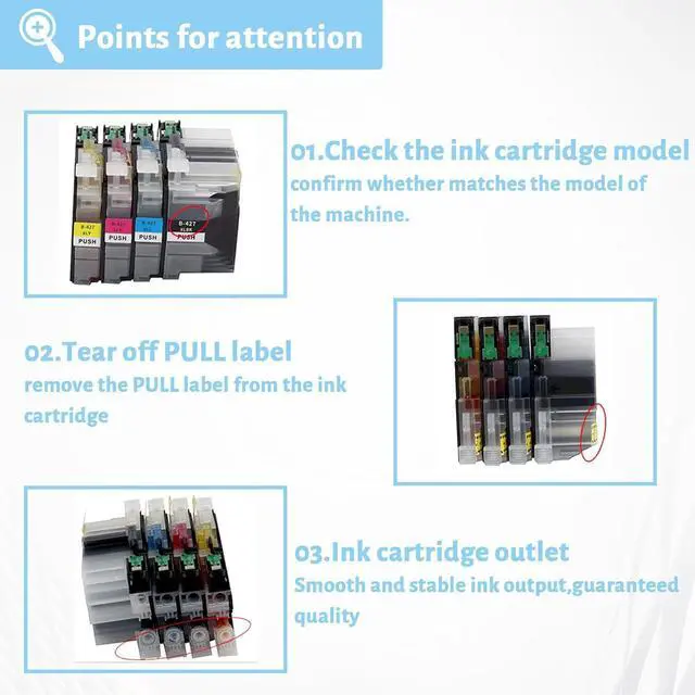 Alt view image 4 of 7 - Ink Cartridge for Brother LC427BK LC427C LC427M LC427Y High Yield,3000 Pages Black,1500 Pages Color Compatible J6010DW J5955DW J6955DW J6957DW J6959DW Printer Combo Pack