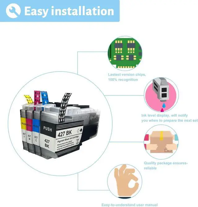 Alt view image 5 of 7 - Ink Cartridge for Brother LC427BK LC427C LC427M LC427Y High Yield,3000 Pages Black,1500 Pages Color Compatible J6010DW J5955DW J6955DW J6957DW J6959DW Printer Combo Pack