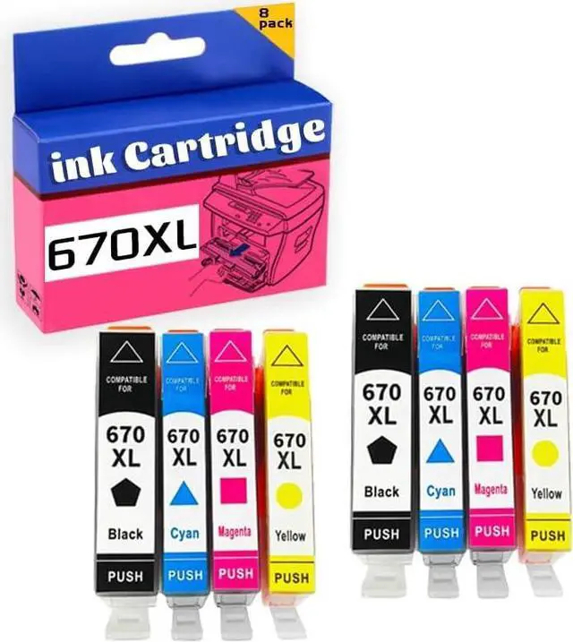 Main image of 670XL Ink Cartridge  High Yield Replacement Pack,Compatible for DESKJET 3525 5525 4615 4625 6525 Printer 2 Set