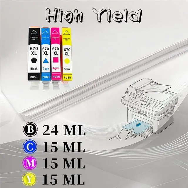 Alt view image 3 of 7 - 670XL Ink Cartridge  High Yield Replacement Pack,Compatible for DESKJET 3525 5525 4615 4625 6525 Printer 3 Set