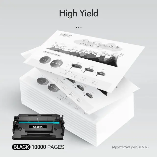 Alt view image 4 of 7 - 58X CF258X Toner Cartridge Black: 2 Pack (with Chip, High Yield) Replacement  CF258X 58X 58A CF258A MFP M428fdw M428fdn M428dw M404 M428 Pro M404n M404dn M404dw Printer