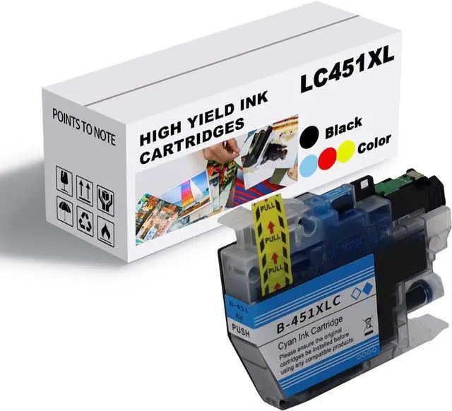 Main image of Ink Cartridge for Brother LC451XL LC451XLBK LC451XLC LC451XLM LC451XLY High Yield,500 Pages Black,500 Pages Color Compatible J1050DW J1140DW J1010DW Printer Cyan
