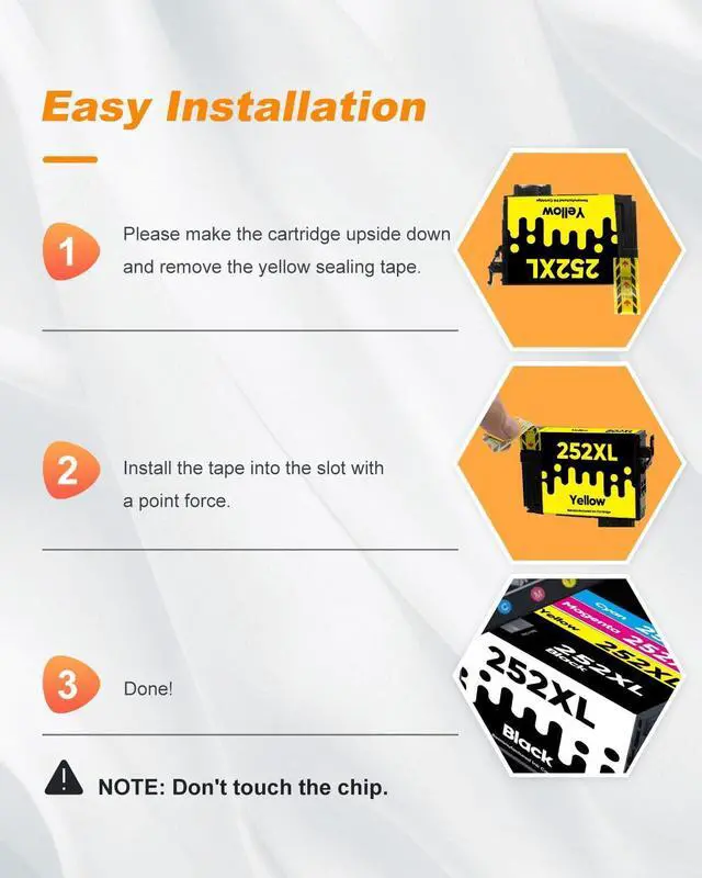 Alt view image 5 of 6 - 252XL Ink Cartridges Remanufactured for Epson 252 Ink Cartridges Remanufactured for Epson 252XL, 252 XL Works with Epson Workforce WF-3640 WF-7720 WF-3620 WF-7710 WF-7620 WF-7610 WF-7210(4 Packs)