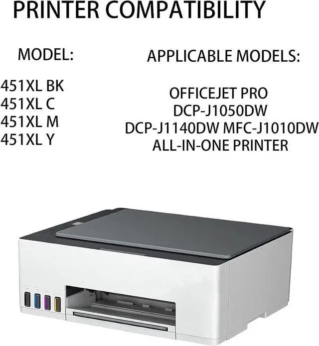 Alt view image 2 of 7 - SHOQ 451XL High Output Ink Cartridge Compatible 451XL Ink Cartridges Use for Pro DCP-J1050DW DCP-J1140DW MFC-J1010DW Printer(1BK+Y+M+C),4Pack