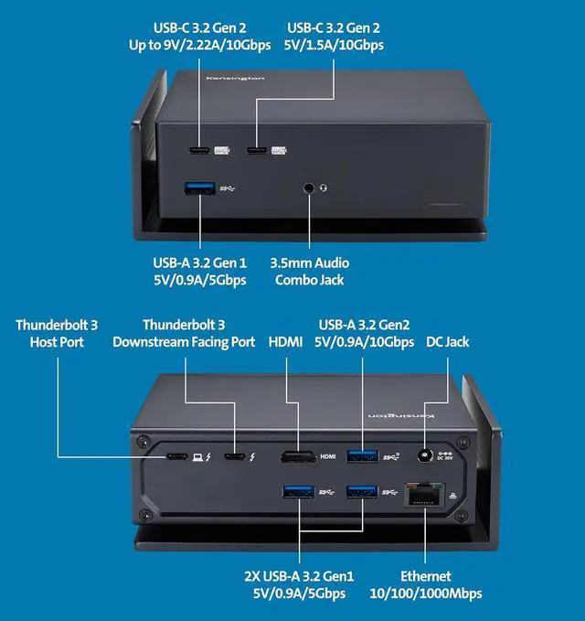 Alt view image 5 of 7 - Kensington USB-C and Thunderbolt Dock, up to 100W Charging, Dual 4K, for Mac, Windows and Surface (K37010NA)