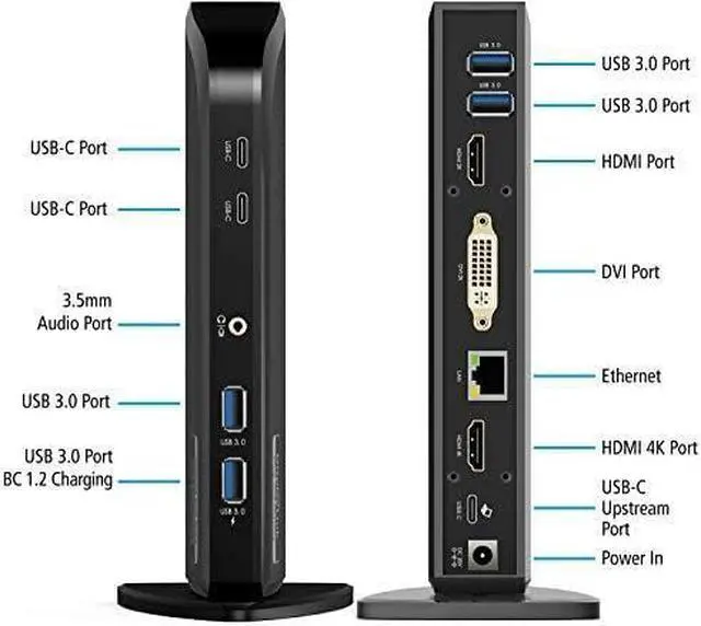 Alt view image 2 of 4 - Diamond Multimedia Triple Display Docking Station with Charging Thunderbolt, HDMI, DVI, USB-C, USB-3.0 and Power Delivery