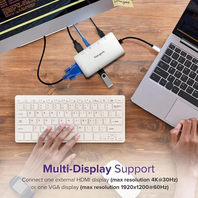 Alt view image 4 of 6 - Targus+DOCK419USZ+Docking+Station+-+for+Notebook+-+100+W+-+USB+Type+C+-+3+x+USB+Ports+-+Network+(RJ-45)+-+HDMI+-+VGA+-+Wired