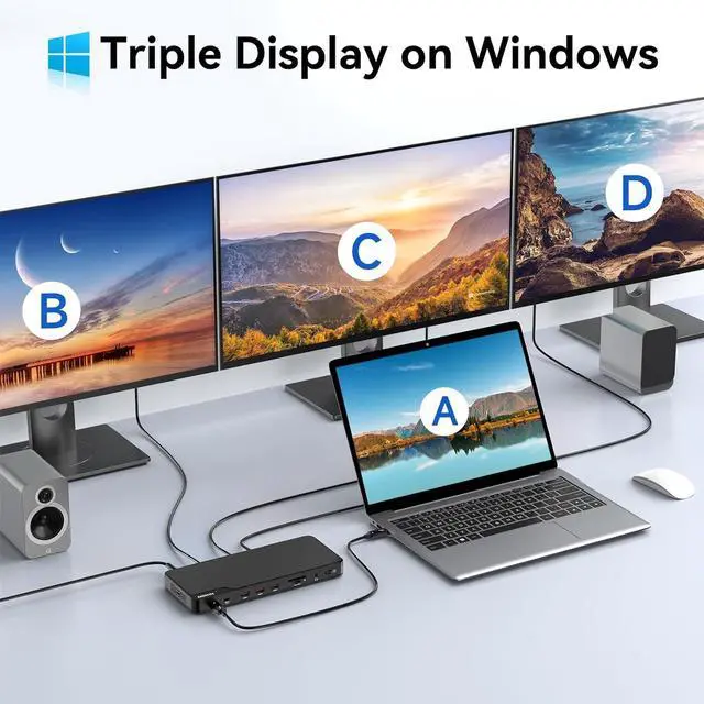 Alt view image 4 of 7 - MOKiN Thunderbolt 4 Dock - 16 Ports, Laptop Docking Station Dual Monitor for MacBook, Docking Station 3 Monitors for Windows with 150W DC Power,TB4 Cable,2.5 Gigabit EthernetThunderbolt Certified