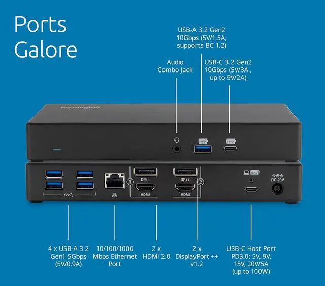 Alt view image 4 of 7 - Kensington SD4782P DisplayLink Docking Station, Dual 4K Video, 2xHDMI, 2xDisplayPort, with 100W Power Delivery, for Mac M1/M2/M3/M4, Windows and Chrome (K33650NA)