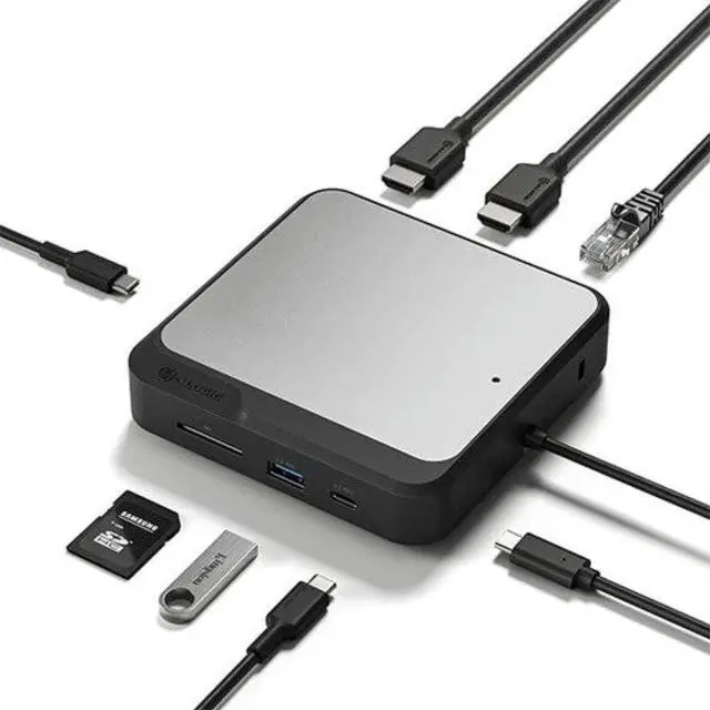Main image of ALOGIC 7-in-1 Dual 4K Universal Compact Docking Station, 2X HDMI, USB-A, USB-C, 100W PD, Gigabit Ethernet, SD Card Reader, USB-C Power Input, for Windows/MacOS/ChromeOS Computers.
