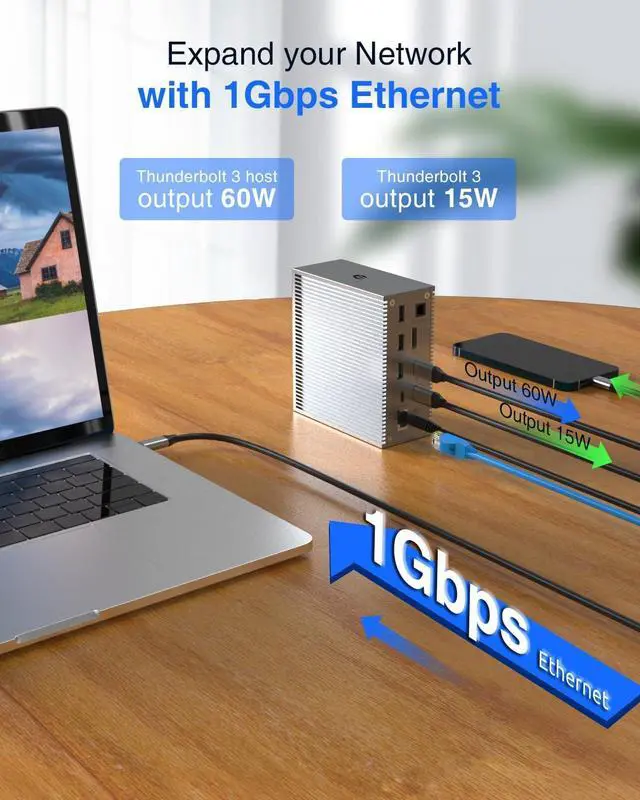 Alt view image 3 of 7 - TOTU 18-in-1 Thunderbolt 3 USB-C Docking Station with 8K DisplayPort, 1Gbps Ethernet, 10Gbps USB-A, USB-C 3.2, SD/TF Card Reader, Audio, Optical Out, Thunderbolt 3 Dock for USB C Laptop, DC13