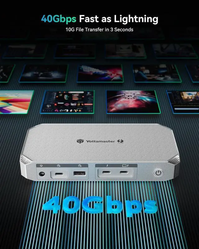 Alt view image 2 of 7 - Yottamaster 40Gbps Thunderbolt 4 Dock,12 in 1 USB C Thunderbolt Hub with 85W PD Charging for MacBook, Dual Monitor Single 8K or Dual 4K HDMI & DP, Ethernet, Audio,SD/TF [YTB4]