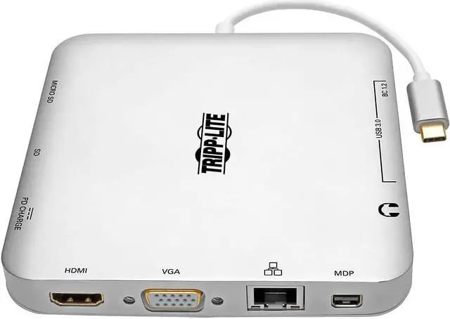 Main image of Tripp Lite USB-C Docking Station for Dual Monitors, 4K HDMI @ 30Hz, Mini Display Port mDP, VGA, USB 3.2 Gen 1, Gb Ethernet Port, 60W Charging, Thunderbolt 3 Compatible, 3-Year Warranty (U442-DOCK2-S)