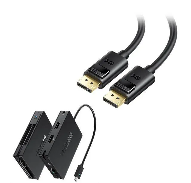 Main image of Cable Matters 1-Pack 8-in-1 Portable 40Gbps USB4 Hub (USB 4 Dock) Dual DisplayPort 4K, Single DisplayPort 8K, 100W PD, Gigabit Ethernet & [VESA Certified] 2-Pack 6 ft DisplayPort Cable 1.4
