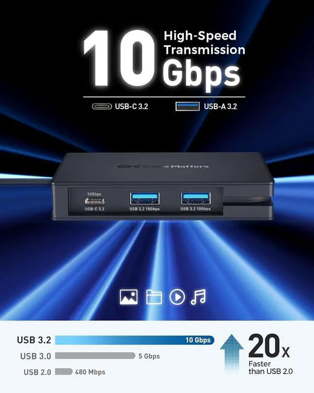 Alt view image 6 of 7 - Cable Matters 1-Pack 8-in-1 Portable 40Gbps USB4 Hub (USB 4 Dock) Dual DisplayPort 4K, Single DisplayPort 8K, 100W PD, Gigabit Ethernet & [VESA Certified] 2-Pack 6 ft DisplayPort Cable 1.4