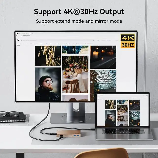 Alt view image 5 of 7 - Yottamaster Aluminum USB C Hub with M.2 NVMe SSD Enclosure, 10-in-1 USB C Docking Station 10Gbps for NVMe PCI-E M.2 SSD, Support 100W Charging, 4K HDMI, RJ45, 4 USB Ports, Audio, SD/TF Card Reader