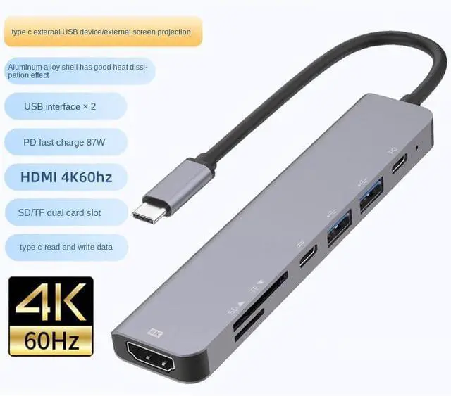 Alt view image 4 of 7 - 7-in-1 Type-C Docking Station Converter - HDMI, USB